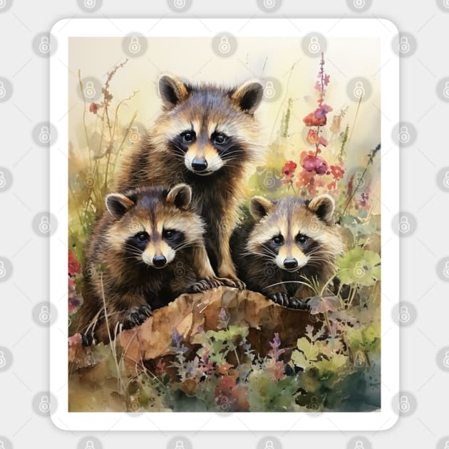 Three Cute Raccoons Magnet by tfortwo